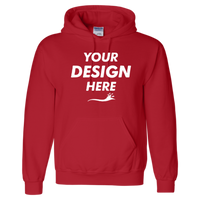 Gildan Unisex DryBlend® Hooded Sweatshirt, Red, Front view, Mockup