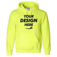 Gildan Unisex DryBlend® Hooded Sweatshirt, Safety Green, Front view, Mockup
