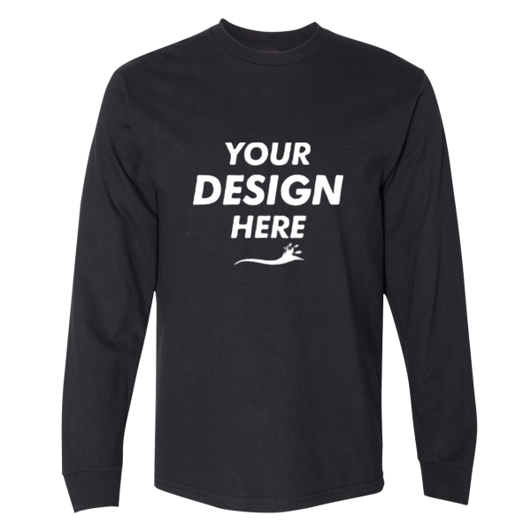 Gildan Unisex Hammer™ Long Sleeve T-Shirt, Black, Front view, Mockup
