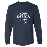 Gildan Unisex Hammer™ Long Sleeve T-Shirt, Dark Navy, Front view, Mockup