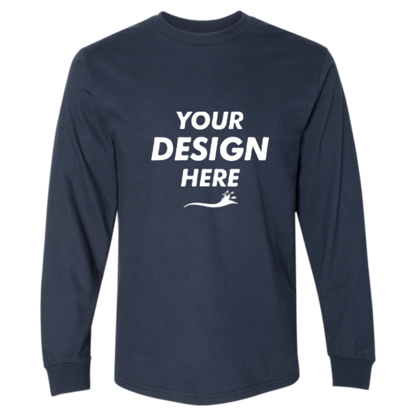 Gildan Unisex Hammer™ Long Sleeve T-Shirt, Dark Navy, Front view, Mockup