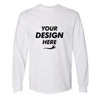 Gildan Unisex Hammer™ Long Sleeve T-Shirt, White, Front view, Mockup