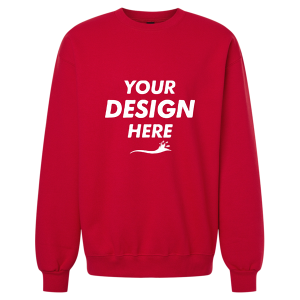 Gildan Unisex Hammer™ Maxweight Crewneck Sweatshirt, Cherry Red, Front view, Mockup