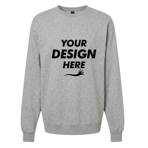 Gildan Unisex Hammer Maxweight Crewneck Sweatshirt, Sport Grey, Front view, Mockup