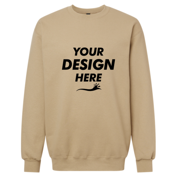 Gildan Unisex Hammer™ Maxweight Crewneck Sweatshirt, Tan, Front view, Mockup