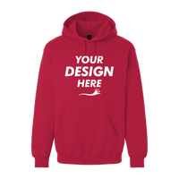 Gildan Unisex Hammer™ Maxweight Hooded Sweatshirt, Cherry Red, Front view, Mockup