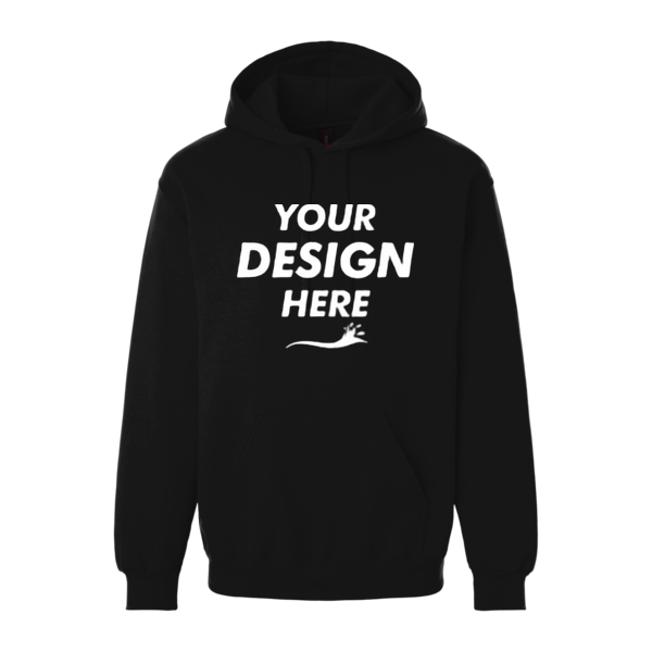 Gildan Unisex Hammer™ Maxweight Hooded Sweatshirt, Pitch Black, Front view, Mockup