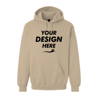 Gildan Unisex Hammer™ Maxweight Hooded Sweatshirt, Tan, Front view, Mockup