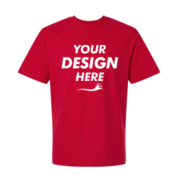 Gildan Unisex Hammer™ Maxweight T-Shirt, Cherry Red, Front view, Mockup