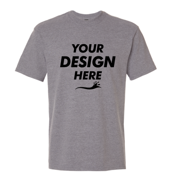 Gildan Unisex Hammer™ Maxweight T-Shirt, Graphite Heather, Front view, Mockup