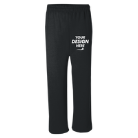 Gildan Unisex Heavy Blend™ Open-Bottom Sweatpants, Black, Front view, Mockup