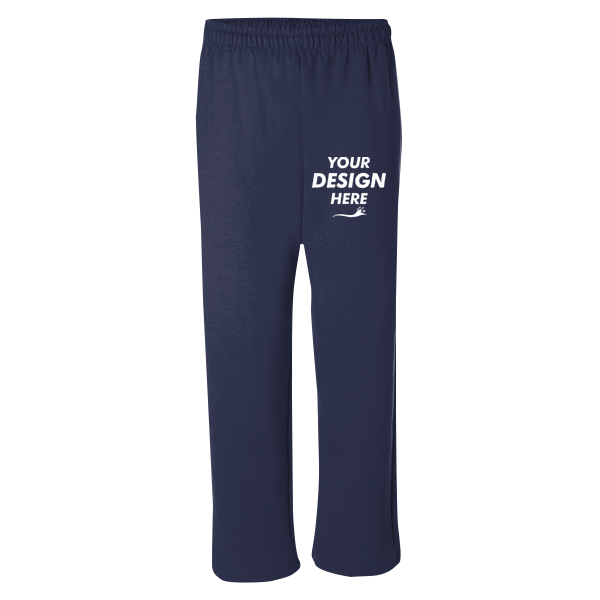 Gildan Unisex Heavy Blend™ Open-Bottom Sweatpants, Navy, Front view, Mockup