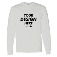 Gildan Unisex Heavy Cotton™ Long Sleeve T-Shirt, Ash, Front view, Mockup