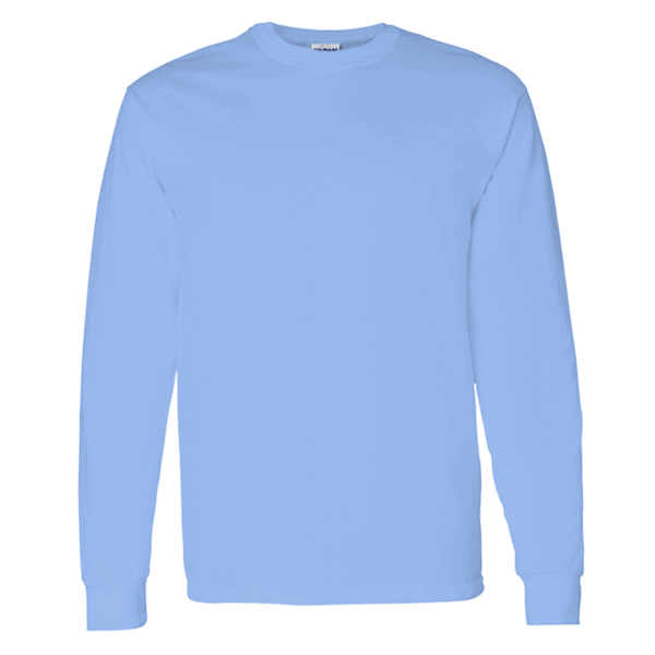 Gildan Unisex Heavy Cotton™ Long Sleeve T-Shirt, Carolina Blue, Front view