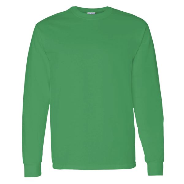 Gildan Unisex Heavy Cotton™ Long Sleeve T-Shirt, Irish Green, Front view