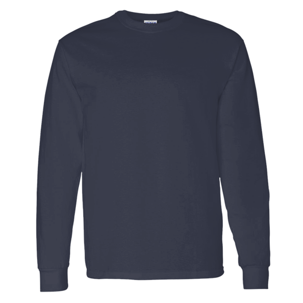 Gildan Unisex Heavy Cotton™ Long Sleeve T-Shirt, Navy, Front view