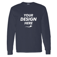 Gildan Unisex Heavy Cotton™ Long Sleeve T-Shirt, Navy, Front view, Mockup