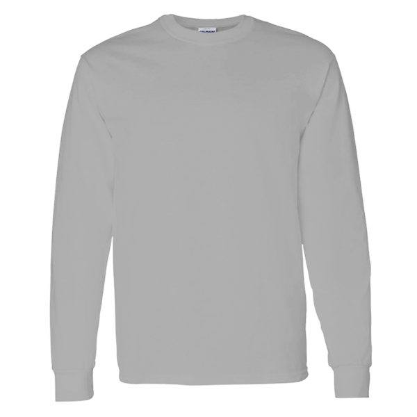 Gildan Unisex Heavy Cotton™ Long Sleeve T-Shirt, Sport Grey, Front view