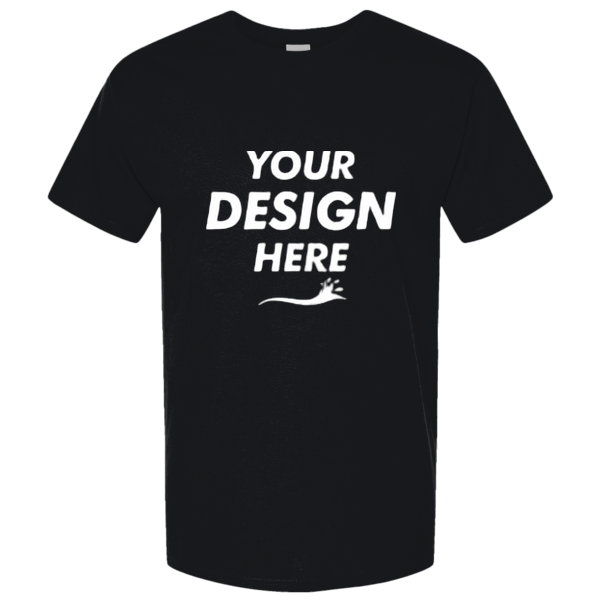 Gildan Unisex Light Cotton T-Shirt, Black / Black, Front view, Mockup