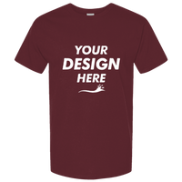 Gildan Unisex Light Cotton T-Shirt, Maroon / Maroon, Front view, Mockup