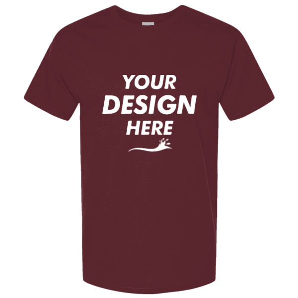 Gildan Unisex Light Cotton T-Shirt, Maroon / Maroon, Front view, Mockup