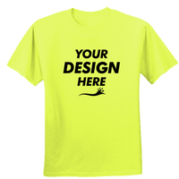 Gildan Unisex Performance® T-Shirt, Safety Green, Front view, Mockup