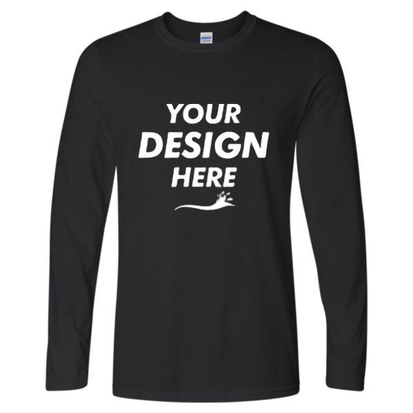 Gildan Unisex Softstyle® Long Sleeve T-Shirt, Black, Front view, Mockup