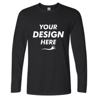 Gildan Unisex Softstyle® Long Sleeve T-Shirt, Black, Front view, Mockup