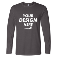 Gildan Unisex Softstyle® Long Sleeve T-Shirt, Charcoal, Front view, Mockup