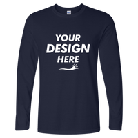 Gildan Unisex Softstyle® Long Sleeve T-Shirt, Navy, Front view, Mockup