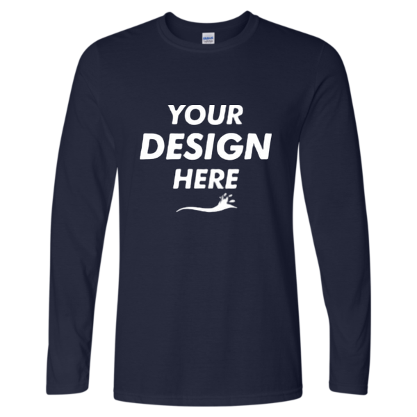 Gildan Unisex Softstyle® Long Sleeve T-Shirt, Navy, Front view, Mockup