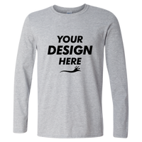 Gildan Unisex Softstyle® Long Sleeve T-Shirt, Sport Grey, Front view, Mockup