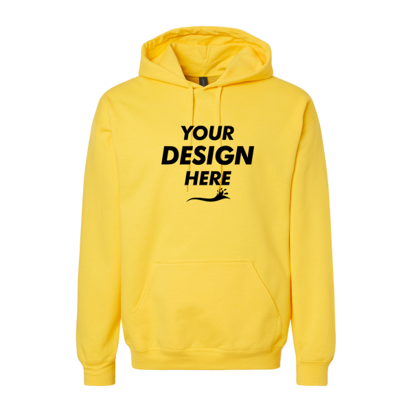 Gildan Unisex Softstyle® Midweight Hooded Sweatshirt, Daisy, Front view, Mockup
