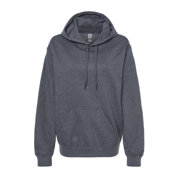 Gildan Unisex Softstyle® Midweight Hooded Sweatshirt, Dark Heather, Front view