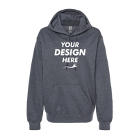 Gildan Unisex Softstyle® Midweight Hooded Sweatshirt, Dark Heather, Front view, Mockup