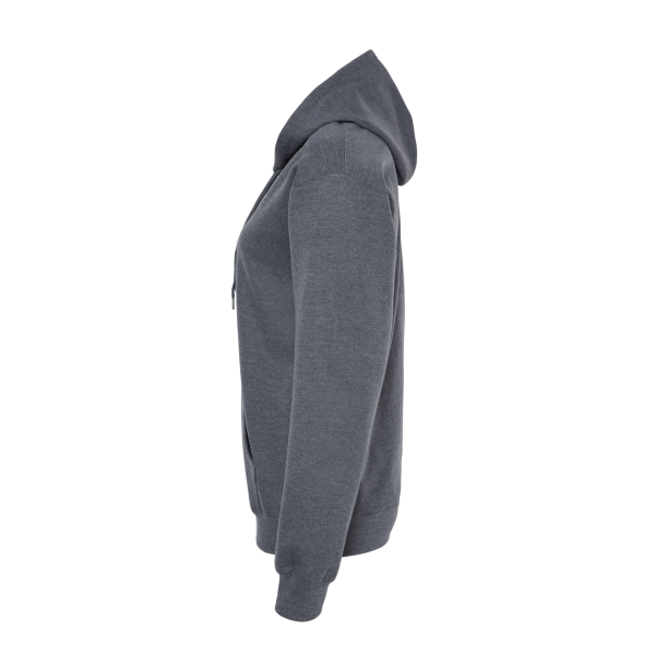 Gildan Unisex Softstyle® Midweight Hooded Sweatshirt, Dark Heather, Left Sleeve view