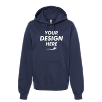 Gildan Unisex Softstyle® Midweight Hooded Sweatshirt, Navy, Front view, Mockup