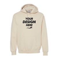 Gildan Unisex Softstyle® Midweight Hooded Sweatshirt, Sand, Front view, Mockup