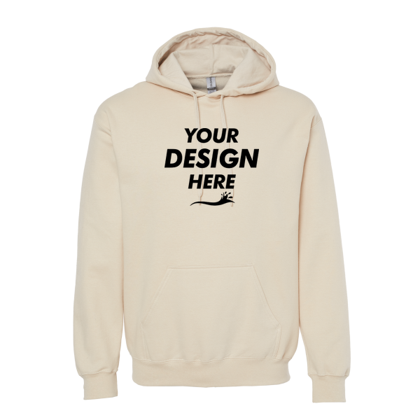 Gildan Unisex Softstyle® Midweight Hooded Sweatshirt, Sand, Front view, Mockup