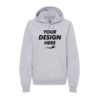 Gildan Unisex Softstyle® Midweight Hooded Sweatshirt, Sport Grey, Front view, Mockup