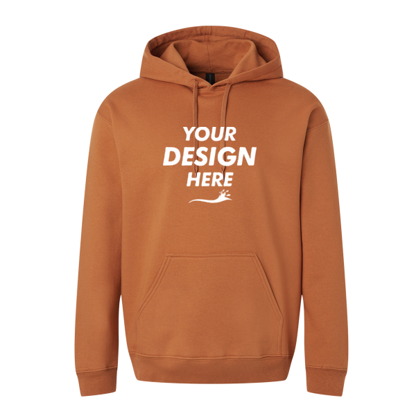 Gildan Unisex Softstyle® Midweight Hooded Sweatshirt, Texas Orange, Front view, Mockup