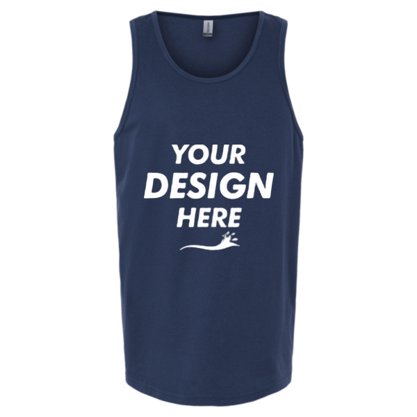 Gildan Unisex Softstyle® Tank Top, Navy, Front view, Mockup