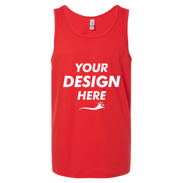 Gildan Unisex Softstyle® Tank Top, Red, Front view, Mockup