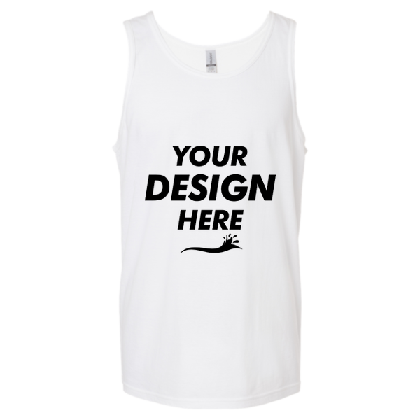 Gildan Unisex Softstyle® Tank Top, White, Front view, Mockup