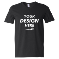Gildan Unisex Softstyle® V-Neck T-Shirt, Black, Front view, Mockup
