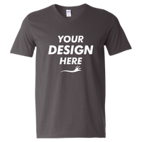 Gildan Unisex Softstyle® V-Neck T-Shirt, Charcoal, Front view, Mockup