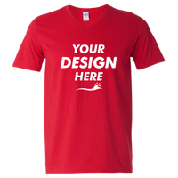 Gildan Unisex Softstyle® V-Neck T-Shirt, Cherry Red, Front view, Mockup