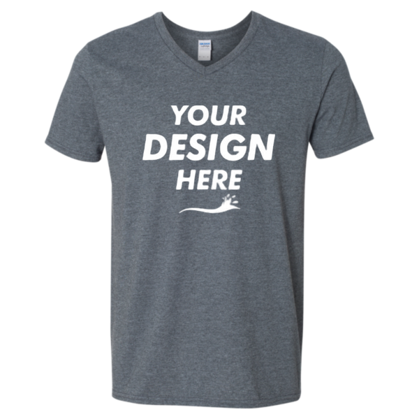 Gildan Unisex Softstyle® V-Neck T-Shirt, Dark Heather, Front view, Mockup