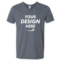 Gildan Unisex Softstyle® V-Neck T-Shirt, Dark Heather, Front view, Mockup