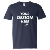 Gildan Unisex Softstyle® V-Neck T-Shirt, Navy, Front view, Mockup